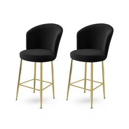 Hanah Home Alte - Juego de 2 Taburetes de Bar, Negro y Dorado
